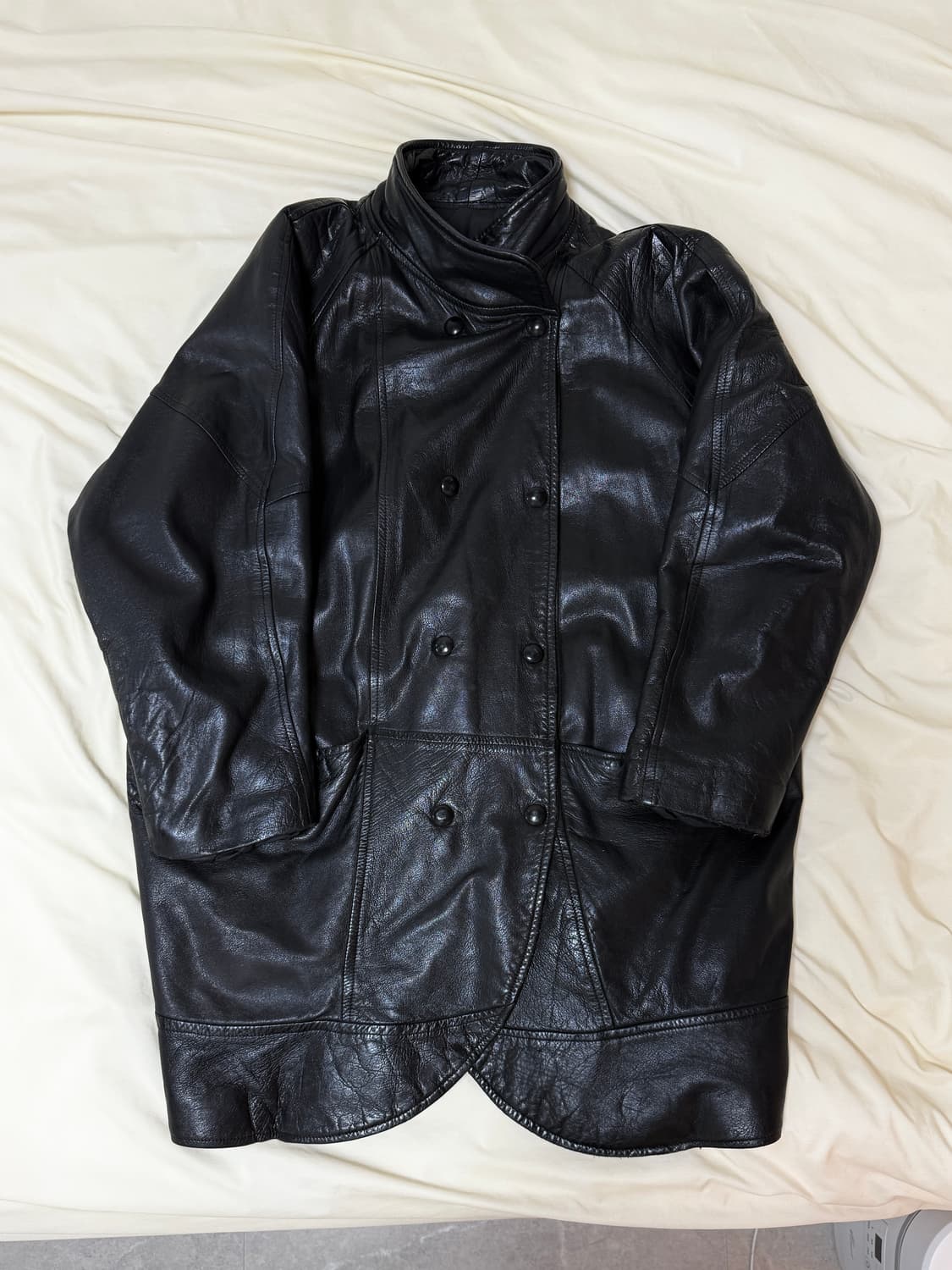 하이넥 더블 레더 자켓 상품이미지4