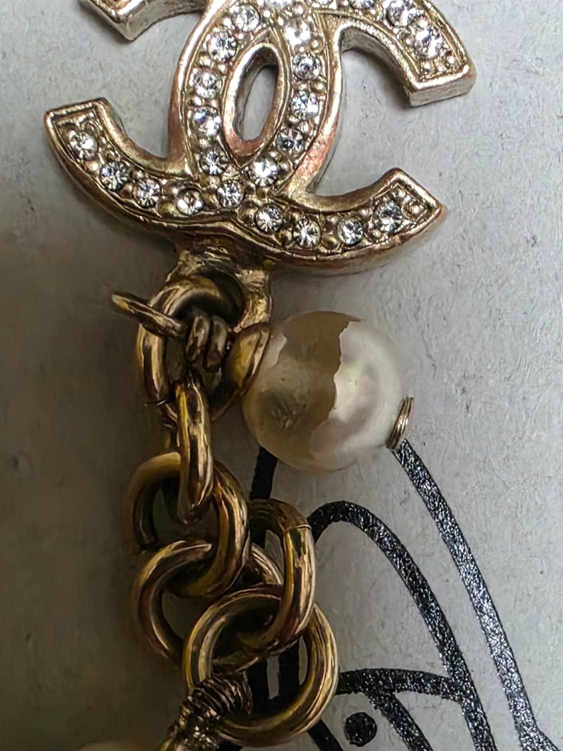 샤넬 CC 로고 스트라스 펄 브레이슬릿 진주 팔찌 상품이미지8