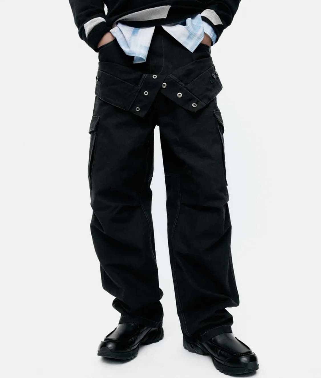 앤더슨벨 더블웨이스트 진 블랙 30 미착용 상품이미지1