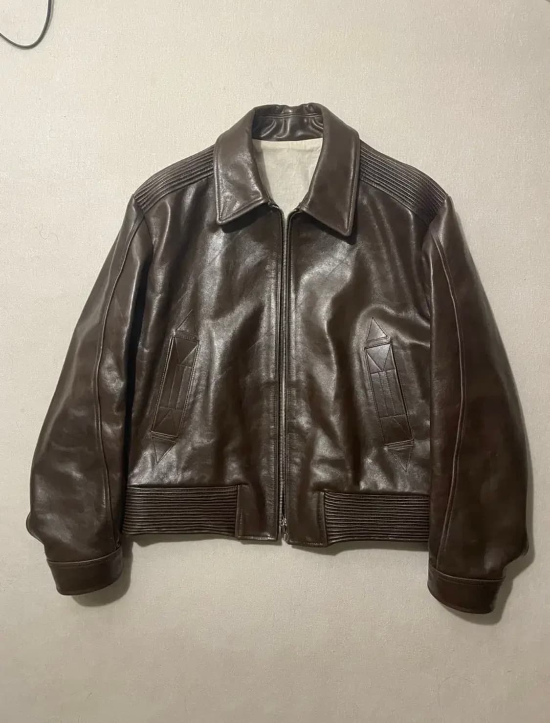 STU 엠브로이드 레더 자켓 브라운(M) 상품이미지2