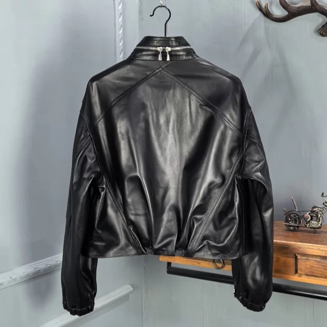 크롭 레더 집업 자켓 상품이미지2