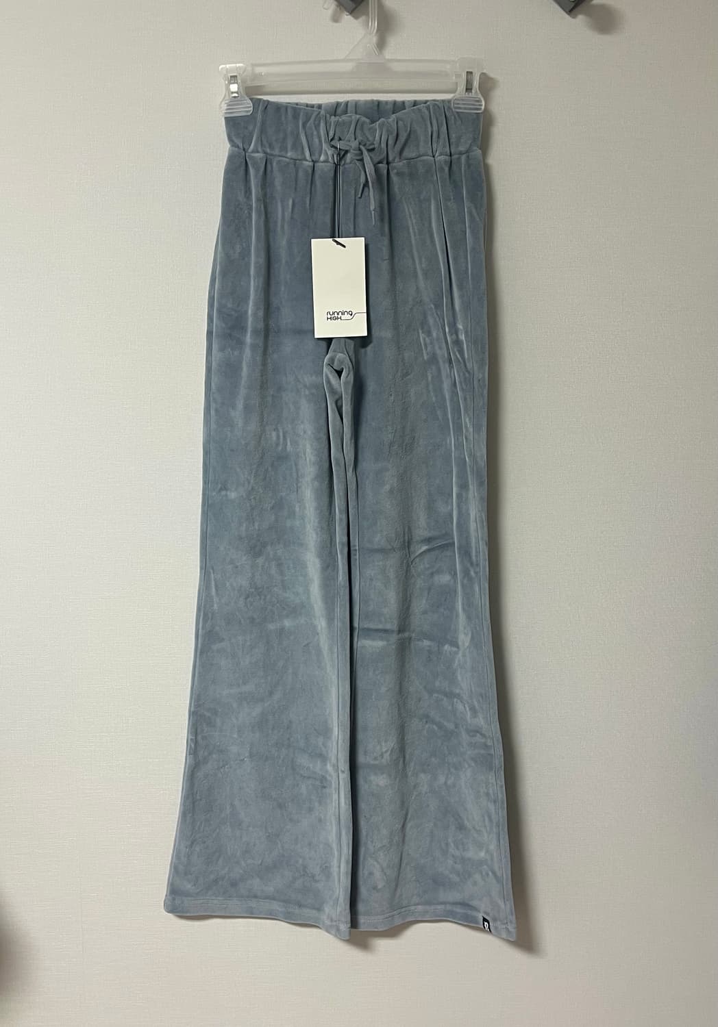 러닝하이 프린지 엠브로더리 벨벳 슬림 팬츠 [블루 그레이] 상품이미지3