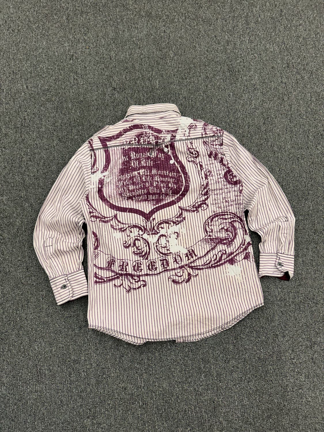 M)Up Roar 빈티지 프린팅 여성 스트라이프 긴팔셔츠 상품이미지5