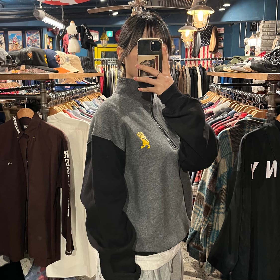 SEASONS 시즌스 그레이 하프 집업 맨투맨  상품이미지3