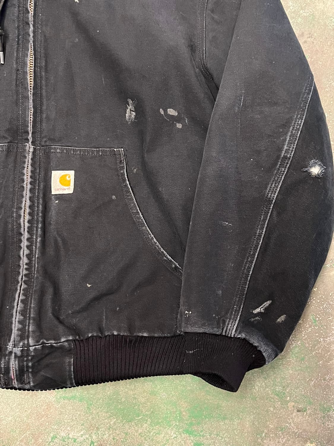 [L] 칼하트 액티브 덕 페이딩 빈티지 자켓 블랙 워크웨어 후드 집업 상품이미지5