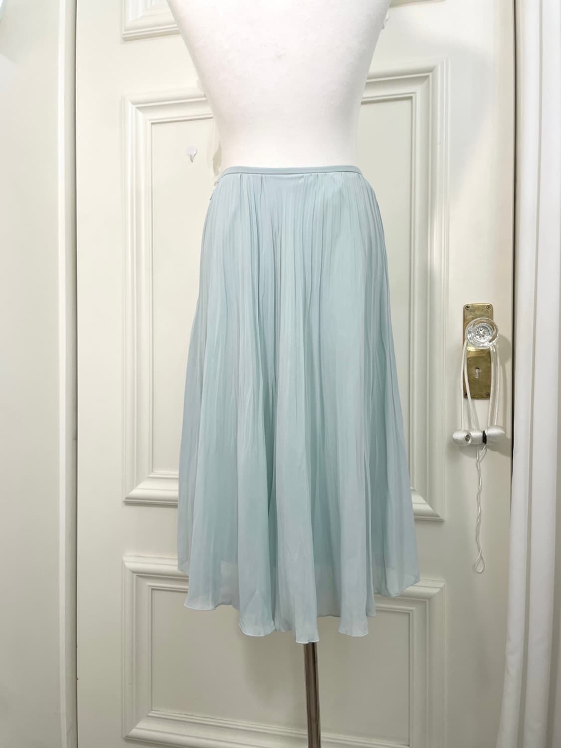 sheer mint pleats pure skirt(size-38) 상품이미지4
