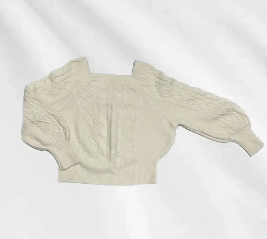 빈티지 모리 아이보리 스퀘워넥 니트 상품이미지1