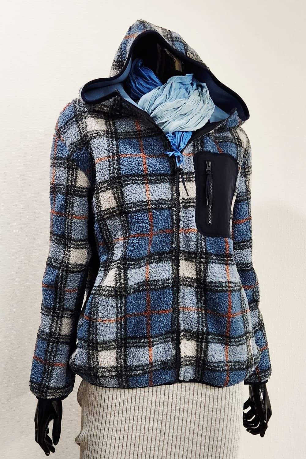 블루그레이체크 뽀글이  상품이미지1