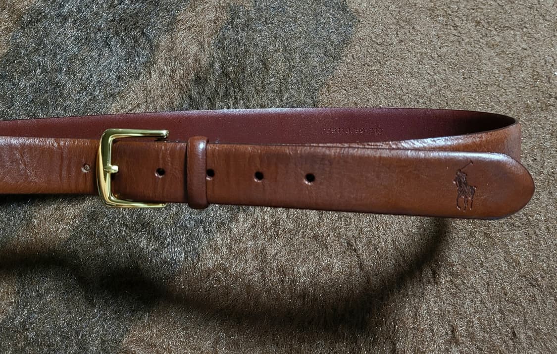 폴로 랄프로렌 남성용 다크 브라운 가죽벨트 상품이미지3