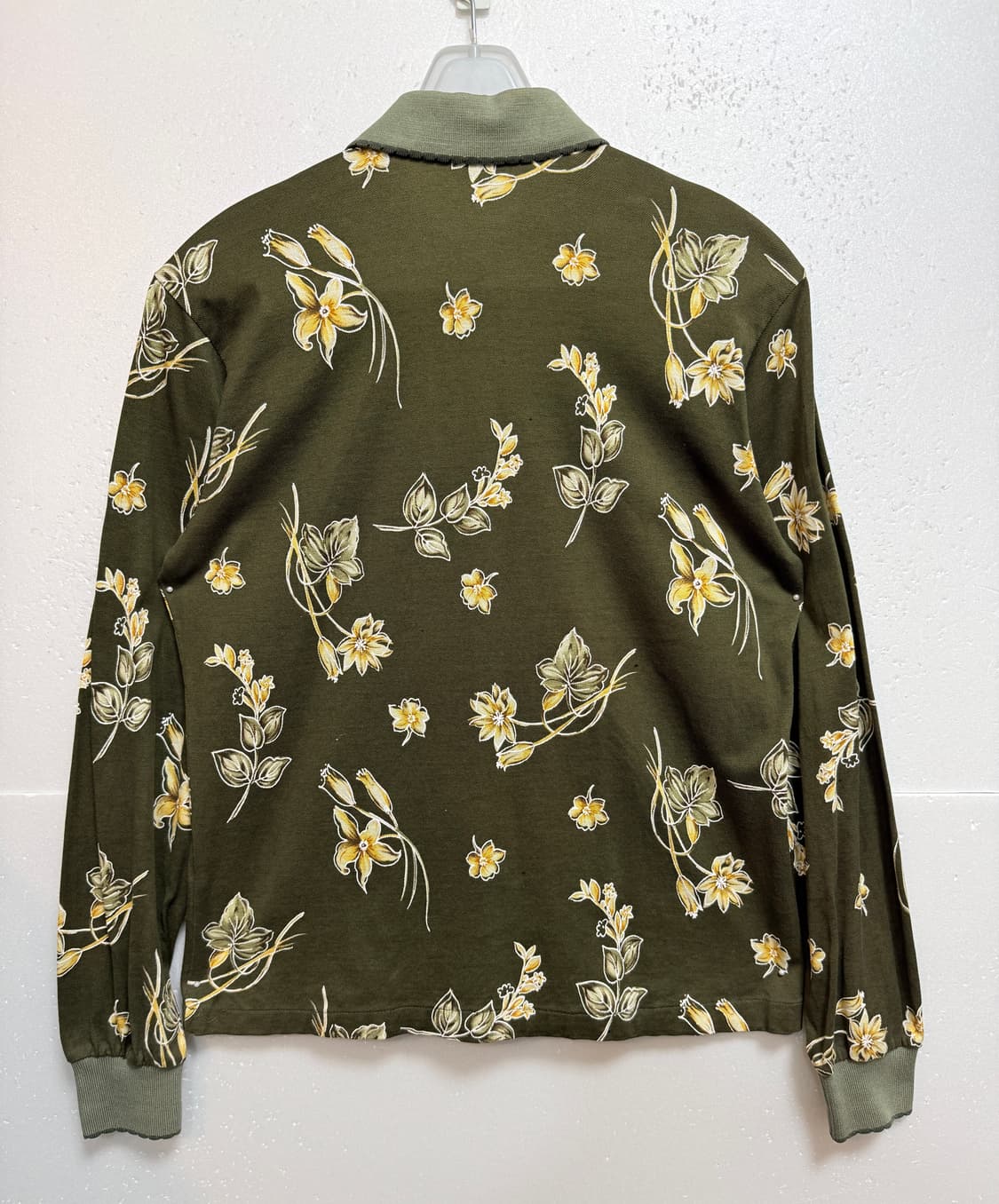 BALMAIN 발망 플라워 패턴 카라 티셔츠 카키 95 명품 카라티 상품이미지4