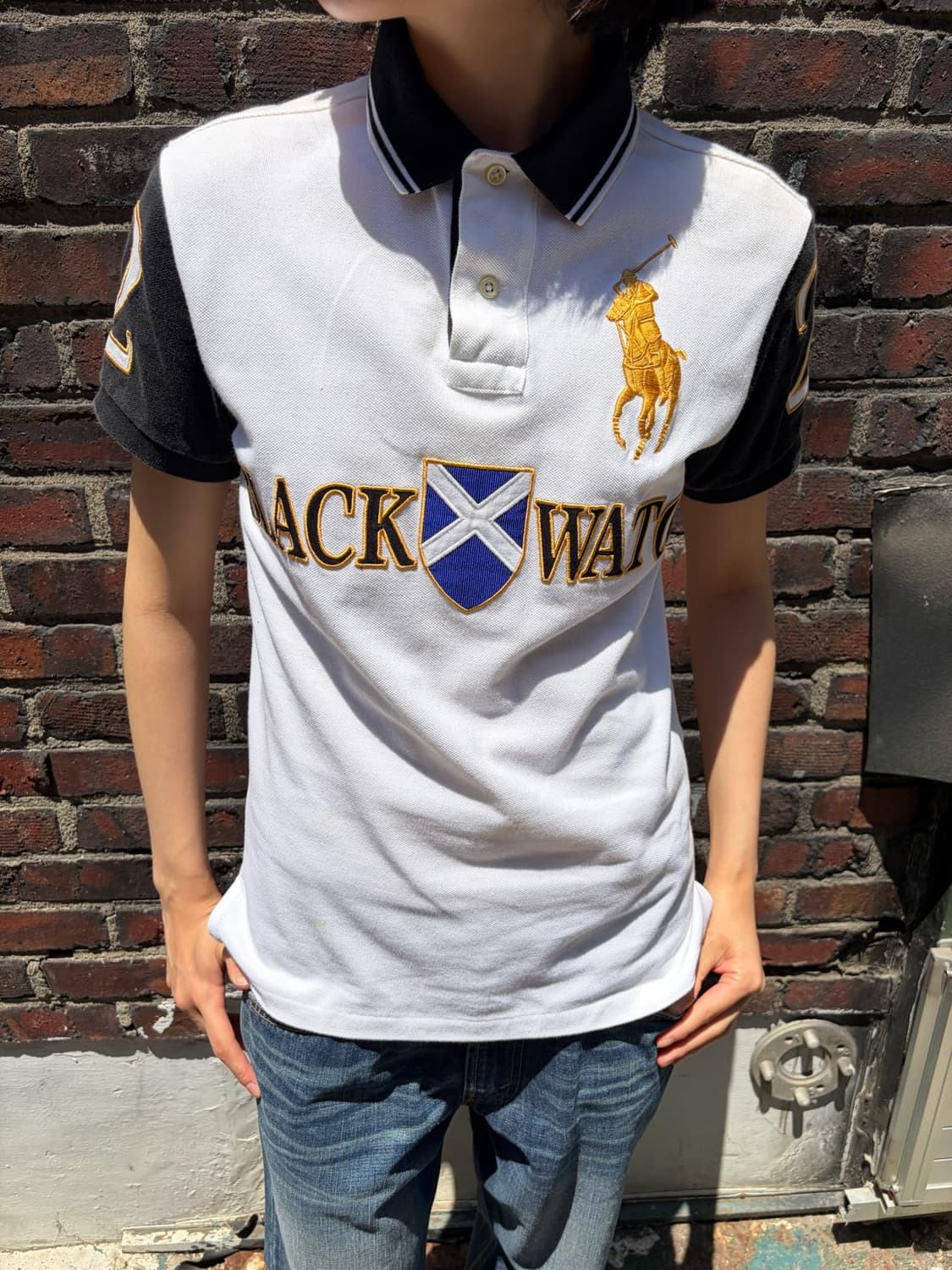 Polo Ralph Lauren 골드 빅포니 블랙워치 반팔 카라티 S 상품이미지3