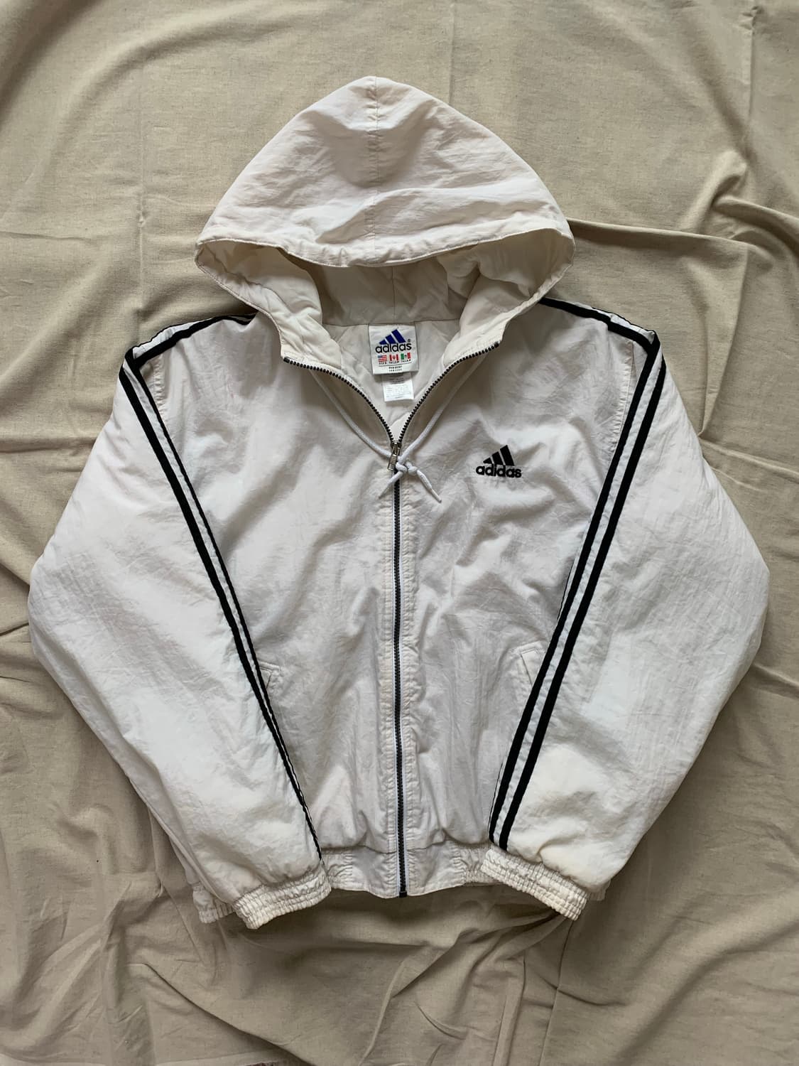아디다스 90년대 해외판 올드스쿨 화이트 누빔 헤비 후드 자켓 상품이미지4
