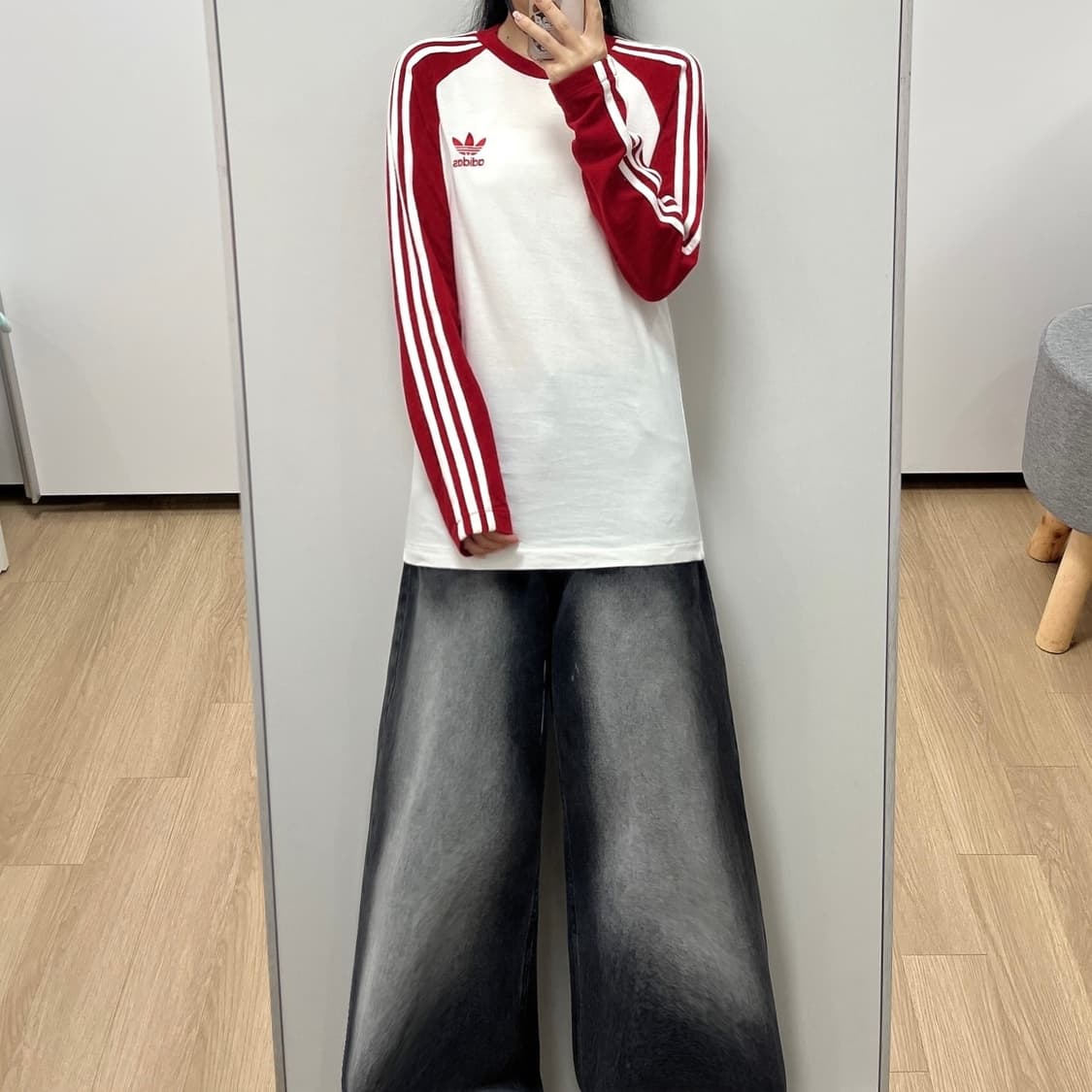 아디다스 레드 화이트 나그랑 롱슬리브 긴팔티 상품이미지1