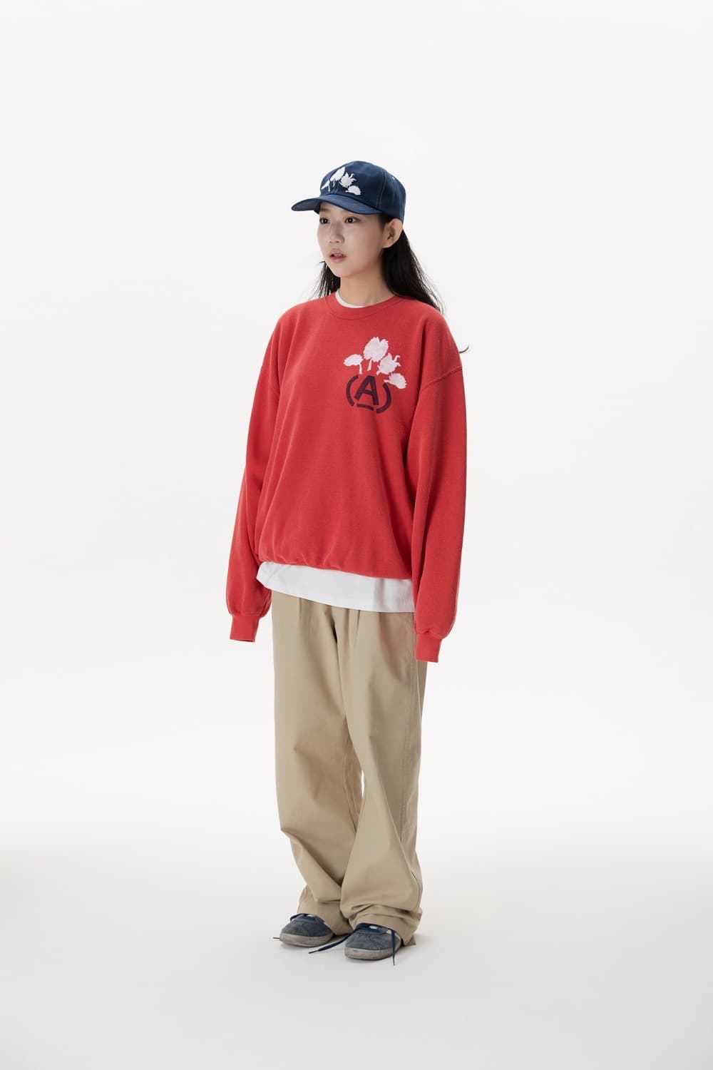(XL) 와일드동키 아노니모아노니마 A 로고 스웻셔츠 맨투맨 레드 상품이미지2