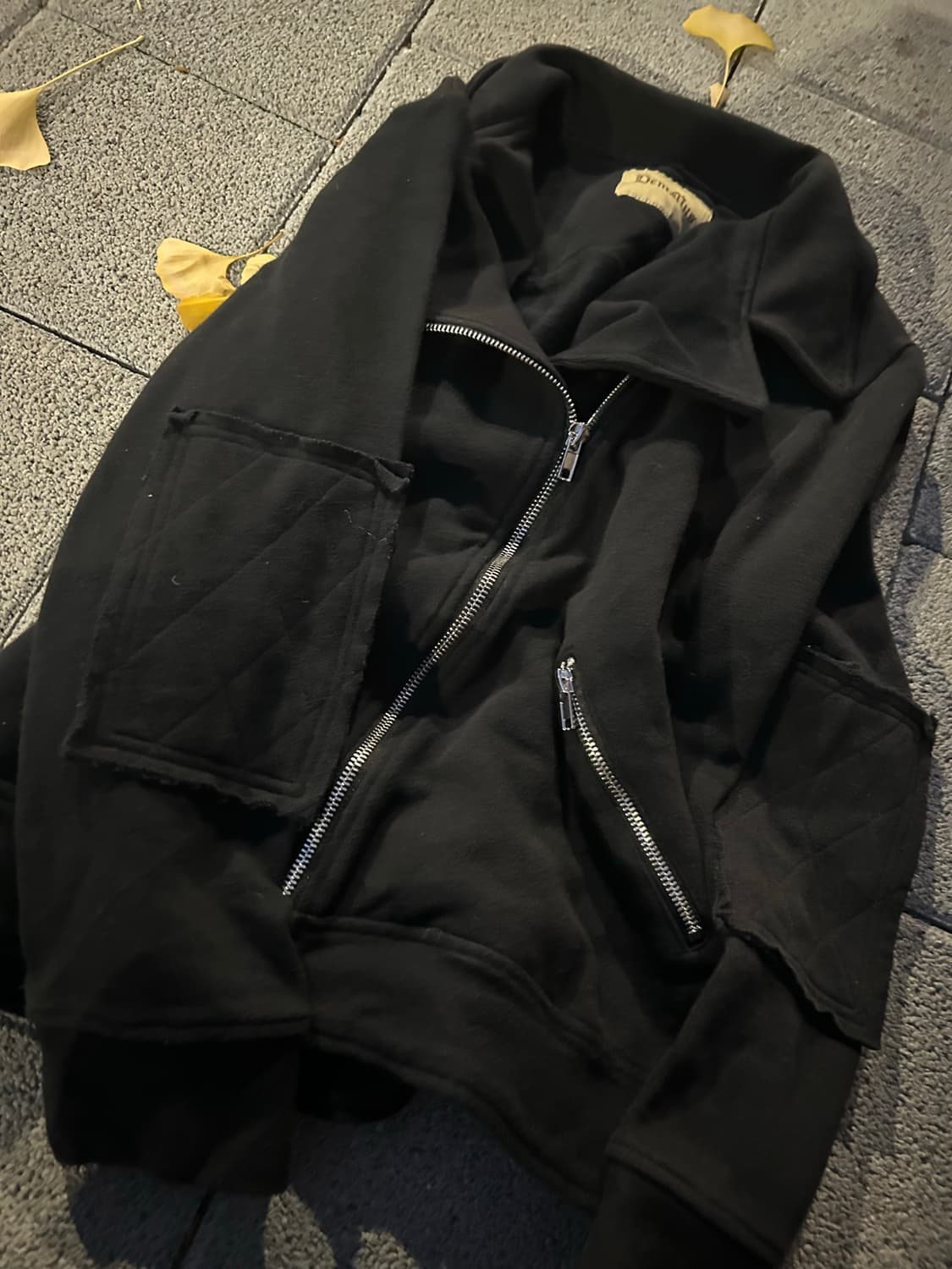 2000s denimus JPN 락시크 블랙 스웻 포켓 라이더 자켓 상품이미지3