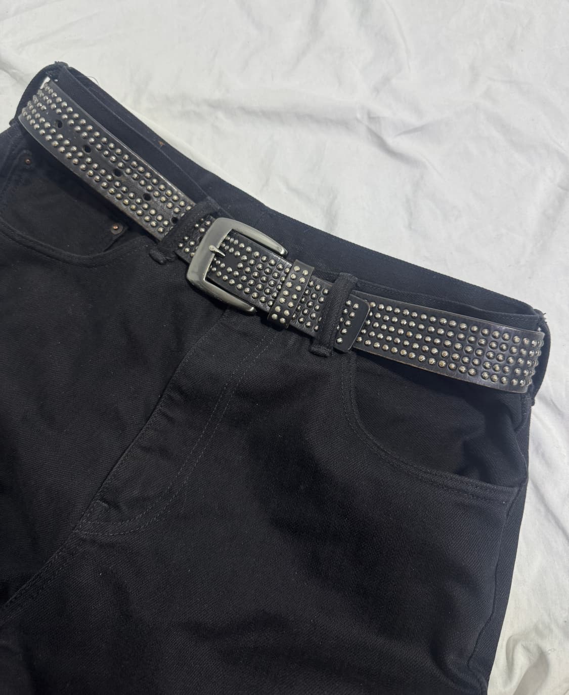 빈티지 볼스터드 레더 벨트 상품이미지1