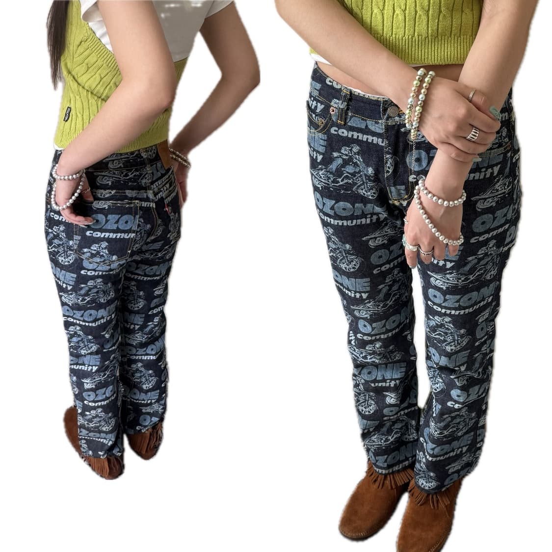 Ozone Community all over printed denim 상품이미지2