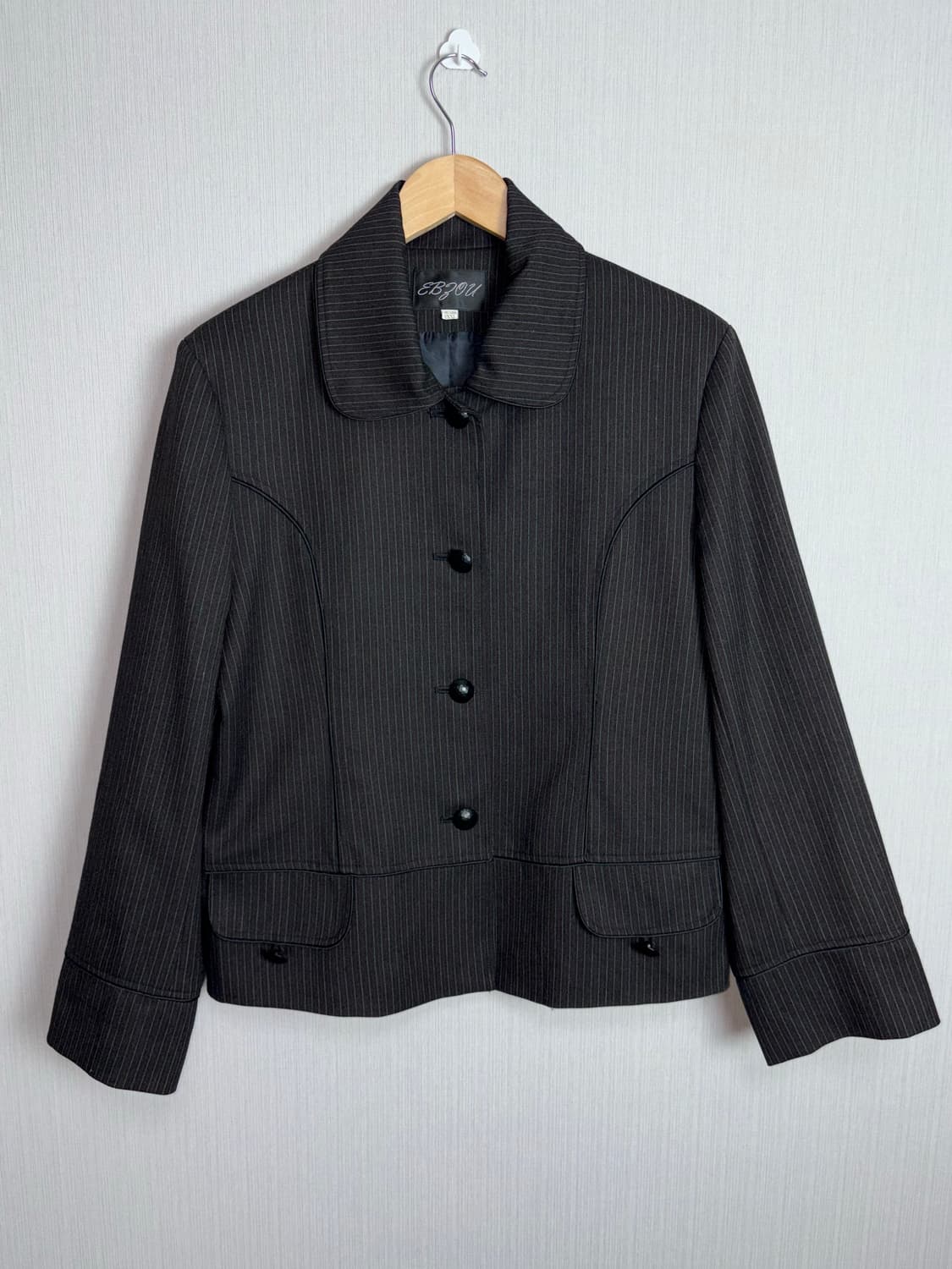 블랙-와인 스트라이프 숏 자켓 상품이미지5