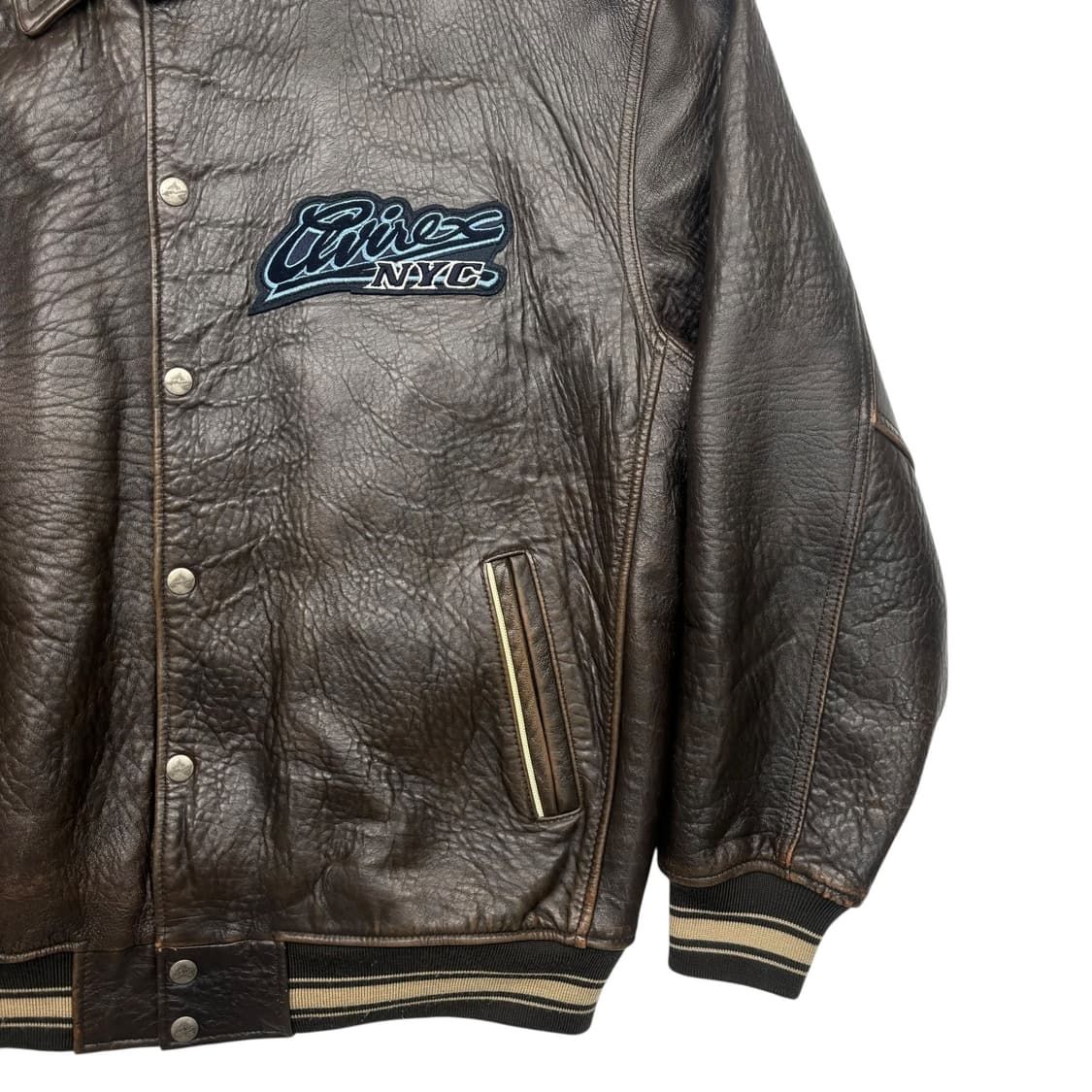 90s 아비렉스 브라운 리얼 레더 자켓 3XL 상품이미지3