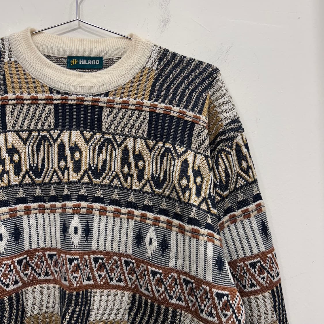 하이랜드 빈티지패턴 아메카지 라운드 니트 상품이미지1