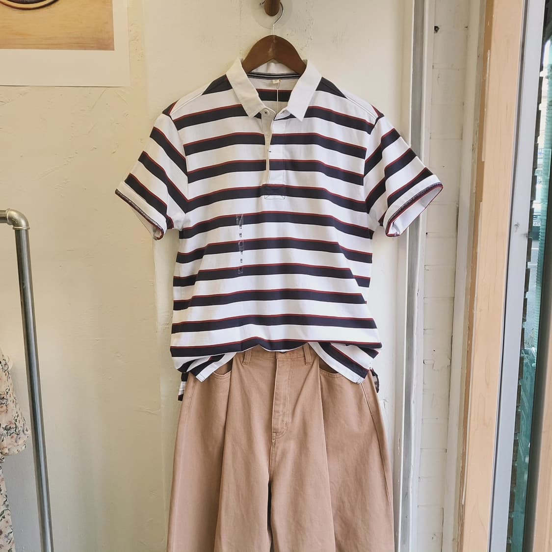 Topvalu 스트라이프 카라 반팔티(미착용 새제품) 상품이미지1