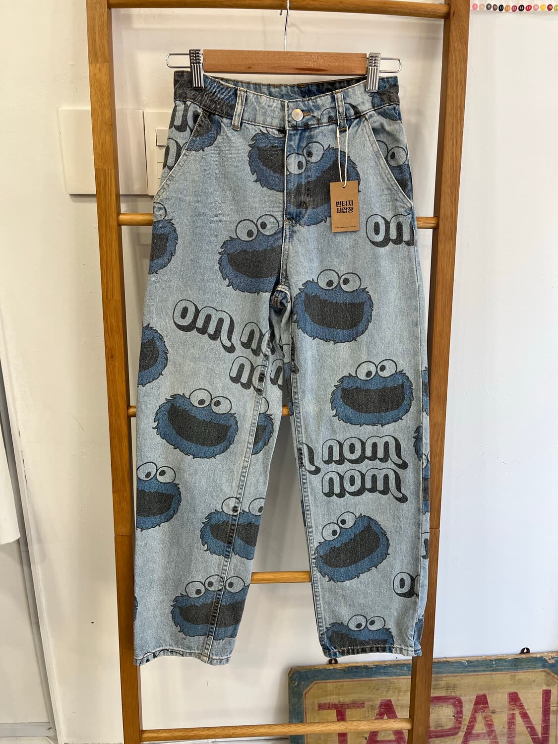 H&M x 세서미 스트리트 쿠키몬스터 데님 팬츠 (희귀/초소형) 상품이미지1