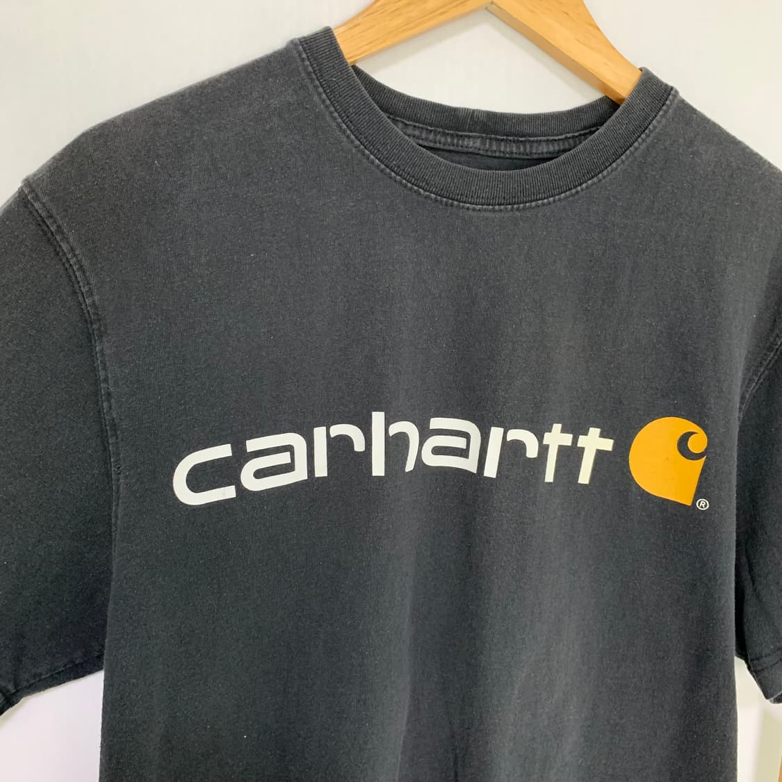 칼하트 차콜 빅 로고 프린팅 반팔 티셔츠 빈티지 남녀공용 상품이미지4
