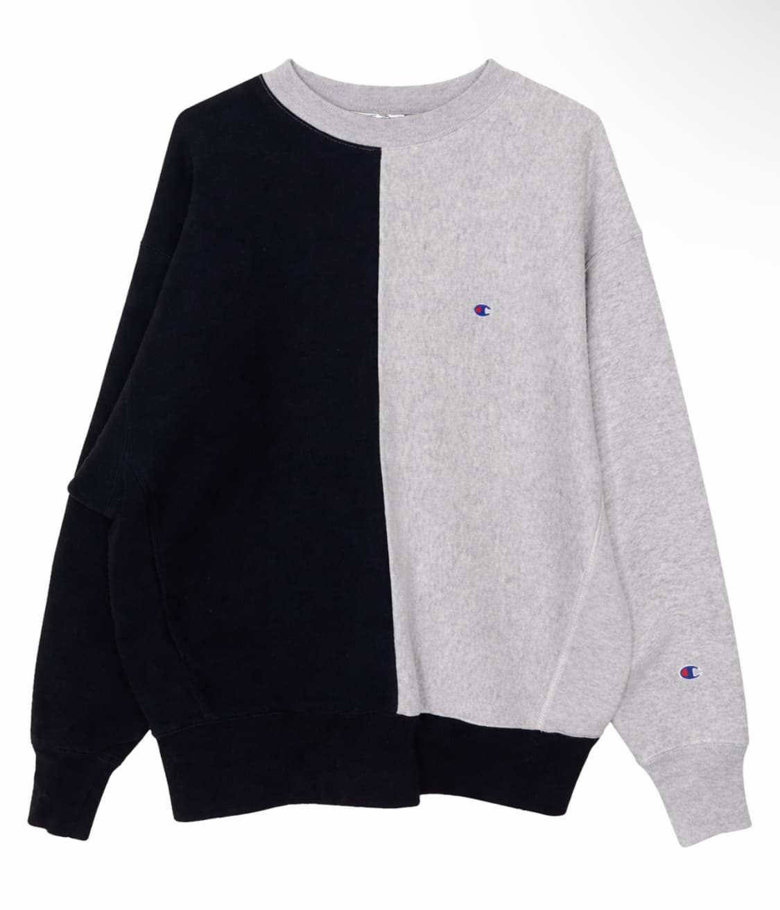 챔피언 블랙&그레이 하프앤하프 기모 맨투맨 상품이미지1