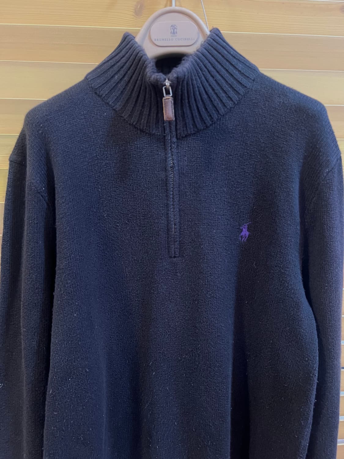 폴로랄프로렌 남성 블랙 반집업 코튼니트 상품이미지2