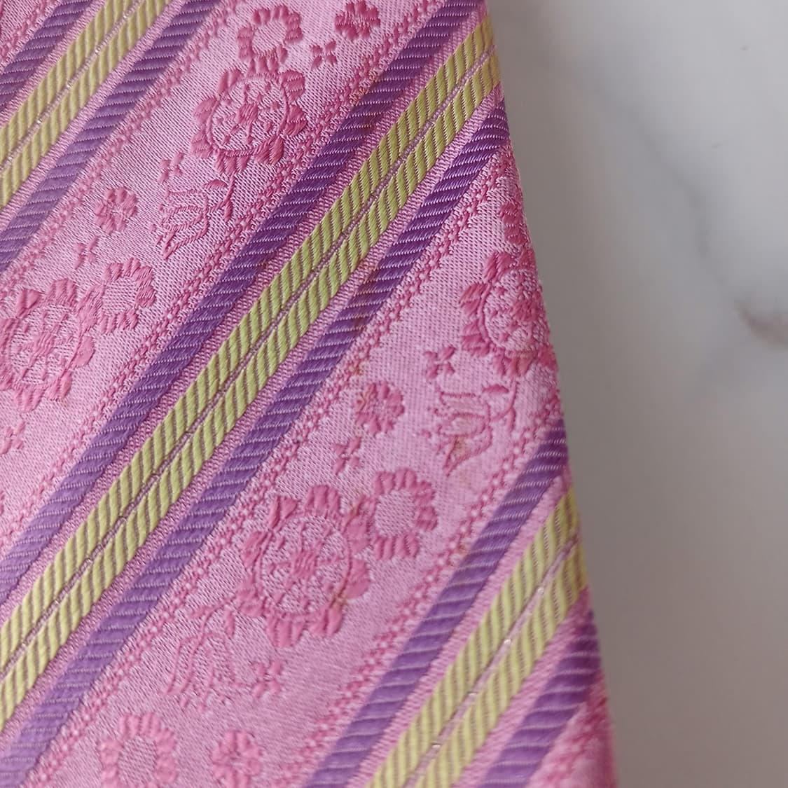 메트로시티 실크 핑크 스트라이프 플로럴 넥타이 9cm A등급 A19094 상품이미지7