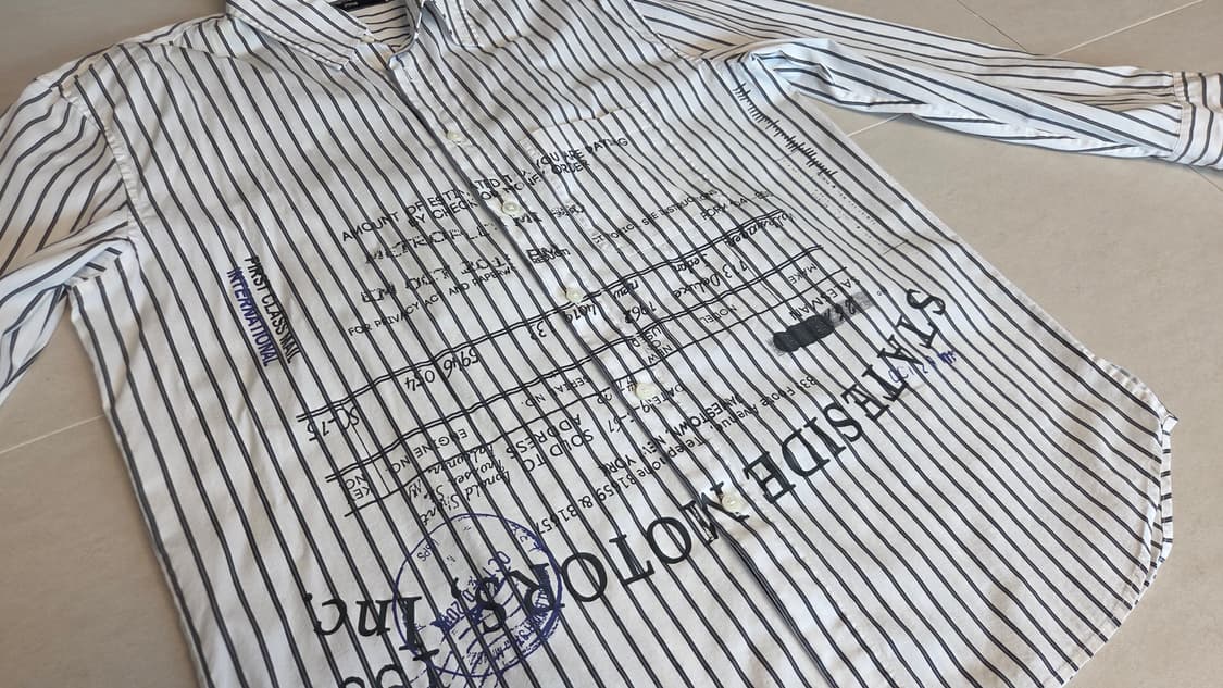 시스템 옴므 레터링 프린팅 스트라이프 셔츠 상품이미지5