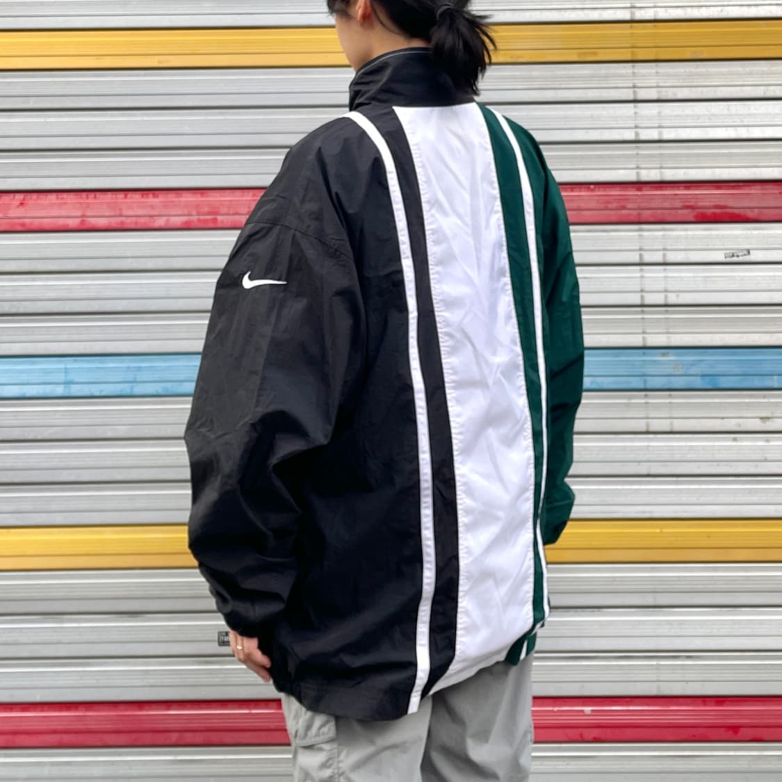 90s 나이키 컬러블록 오버핏 트랙자켓 올드스쿨 바람막이 L XXL 상품이미지2