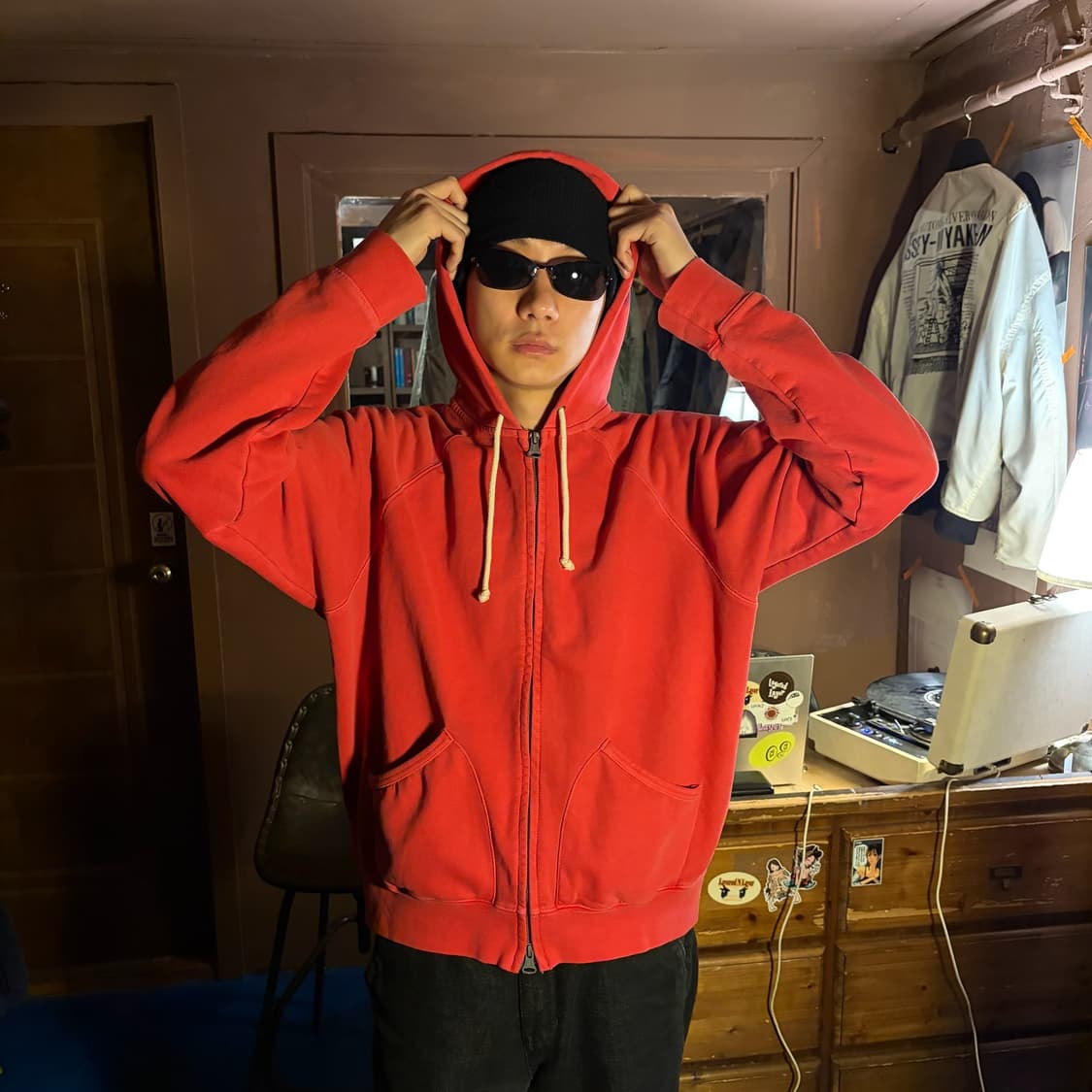 BEHEAVYER ZIP UP HOODIE RED 상품이미지3