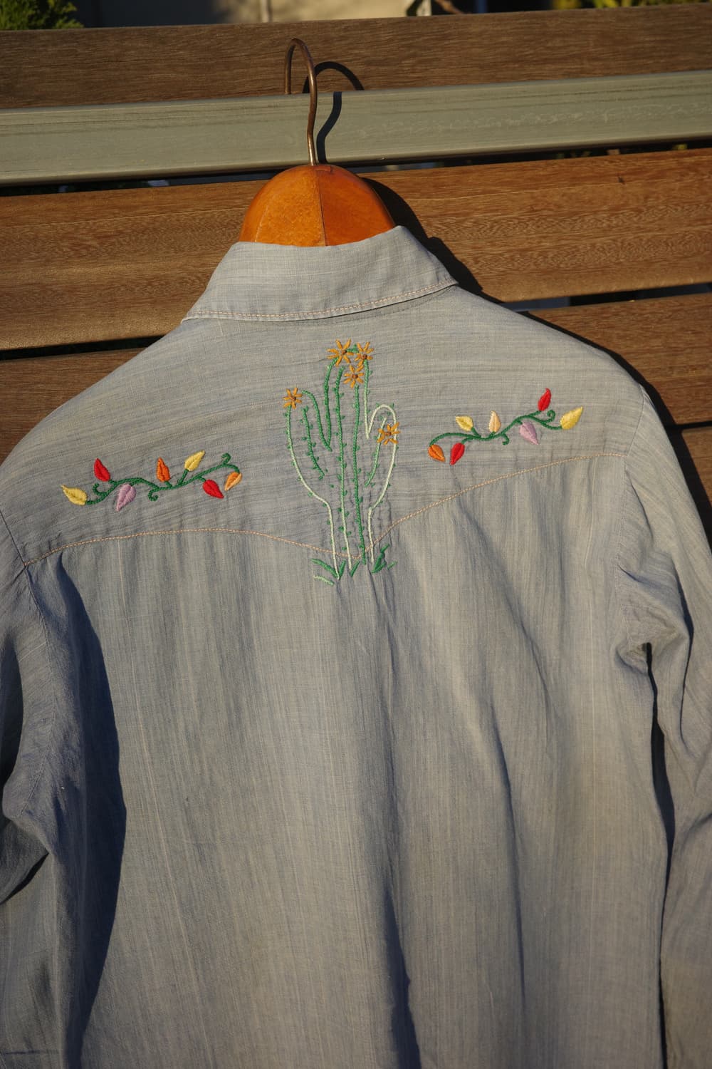 70‘s Lee 핸드 자수 샴브레이 셔츠 상품이미지6