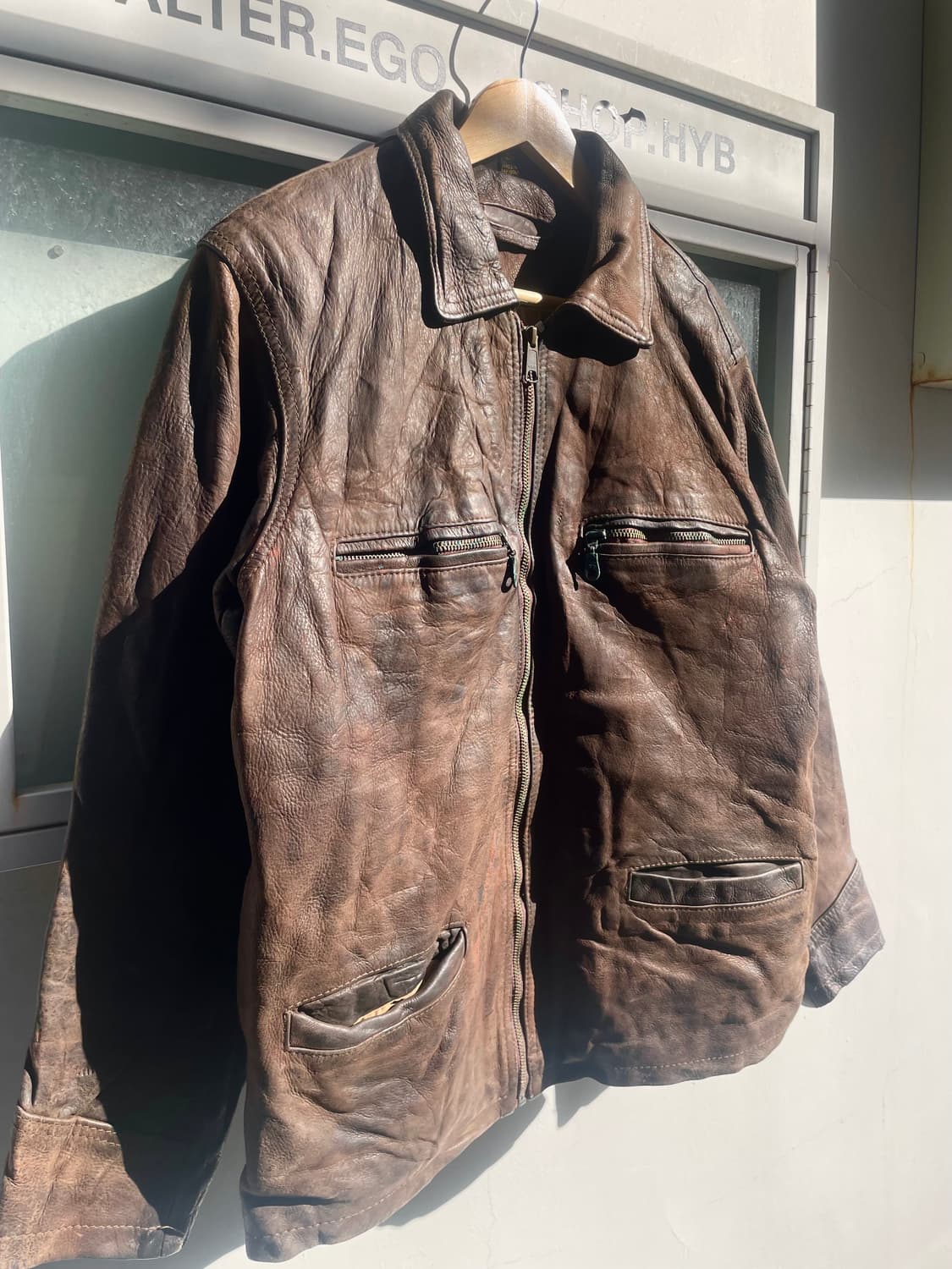 Vintage Brown Real Leather Work Jacket 상품이미지5