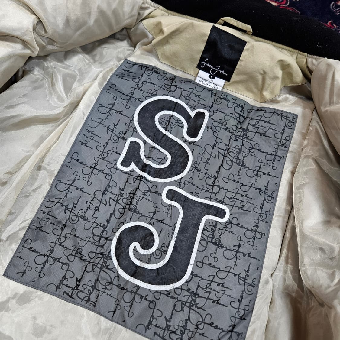 SeanJohn 빈티지 레드자수 덕다운 패딩 점퍼 L size 상품이미지9