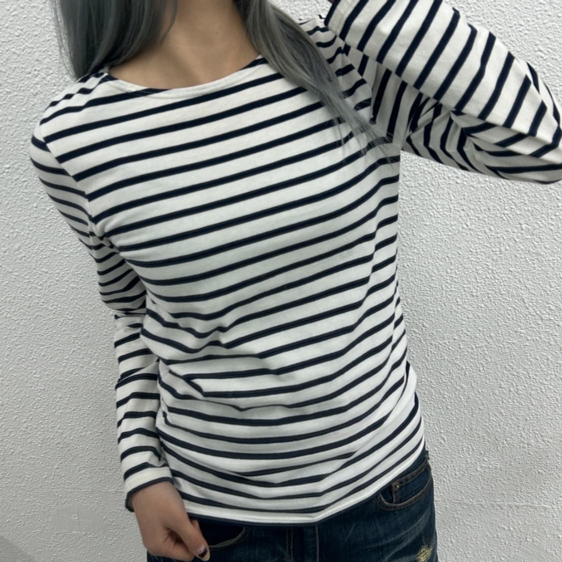 세인트제임스 네이비 단가라 롱슬리브 상품이미지1