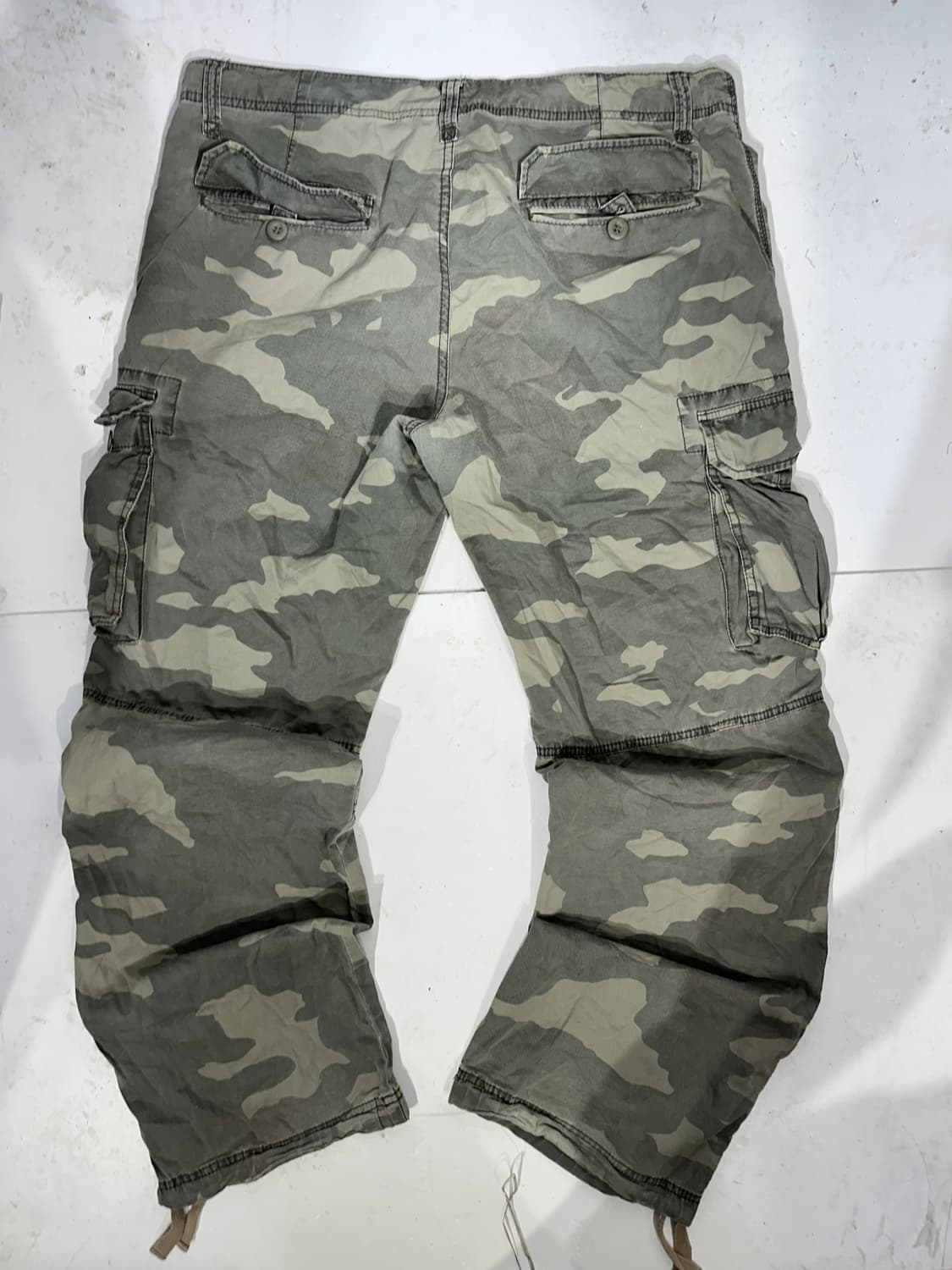 일본 빈티지 카키 카모 와이드 카고 팬츠 XL 상품이미지5