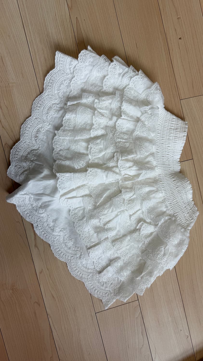 러프넥 레이스 튜튜 팬츠 스커트 화이트 상품이미지6