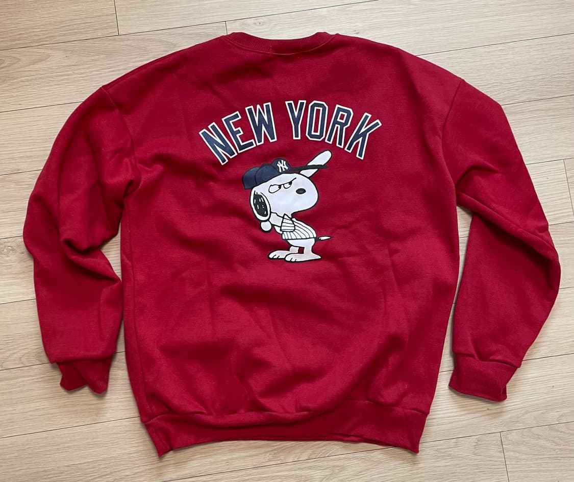 MLB 뉴욕 양키스 스누피 맨투맨 레드 Free Size 상품이미지2