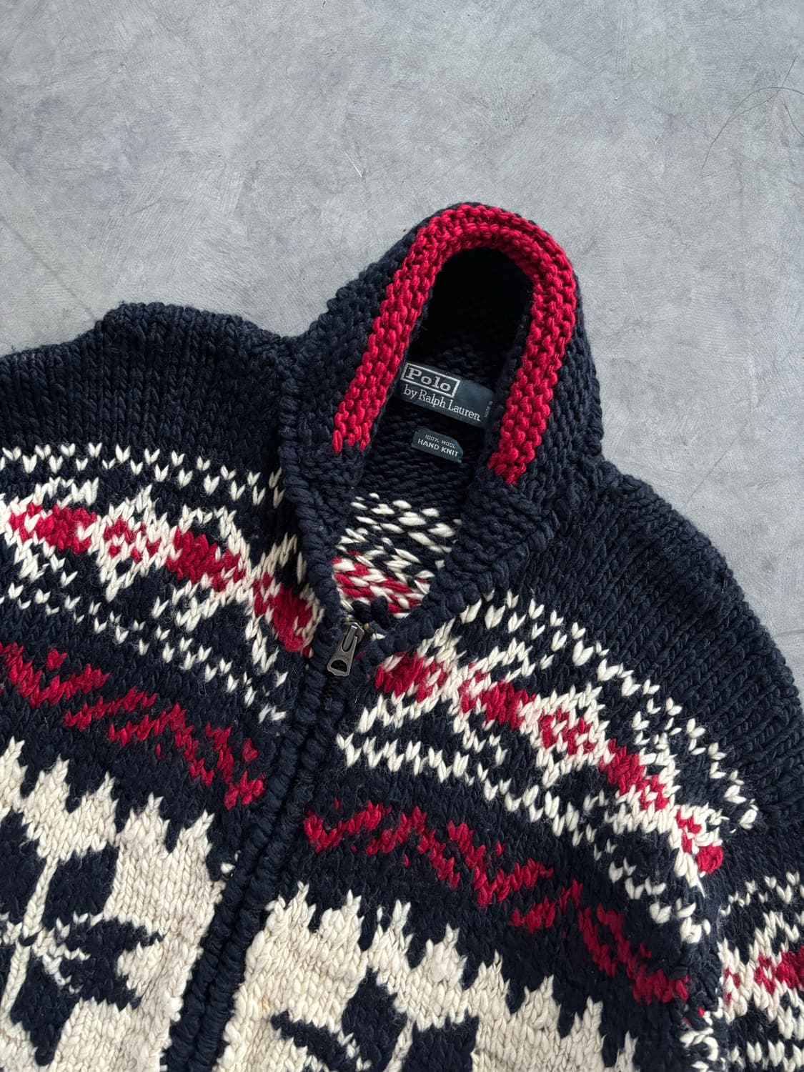Polo 폴로 랄프로렌 노르딕 성조기자수 울 핸드 니트 코위찬 상품이미지3