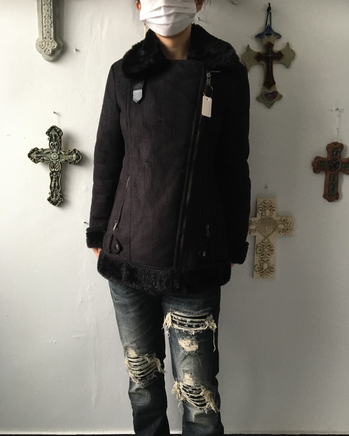 Fake fur layered belted mustang 상품이미지7