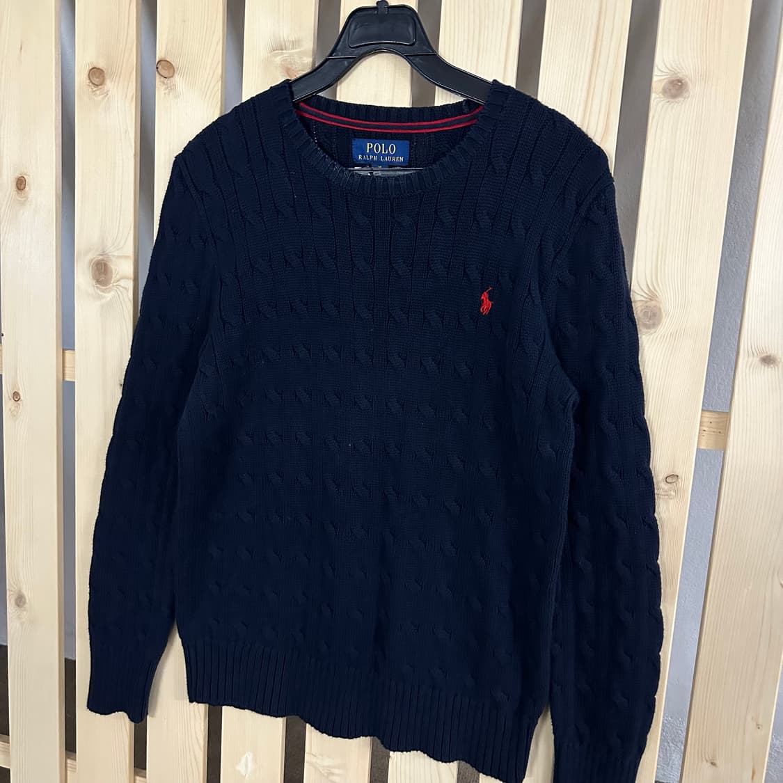 (S) 폴로 랄프로렌 라운드넥 네이비 케이블 니트 스웨터 상품이미지2