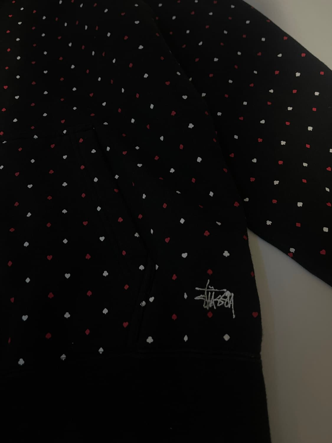 00s STUSSY 스투시 카드 패턴 후드 집업 M 상품이미지7