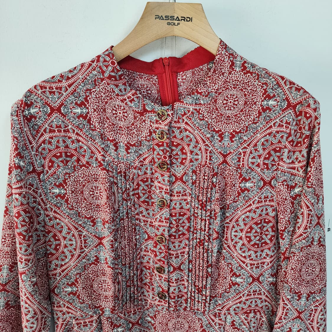 에트디자인 레드 패턴 롱 원피스 상품이미지2