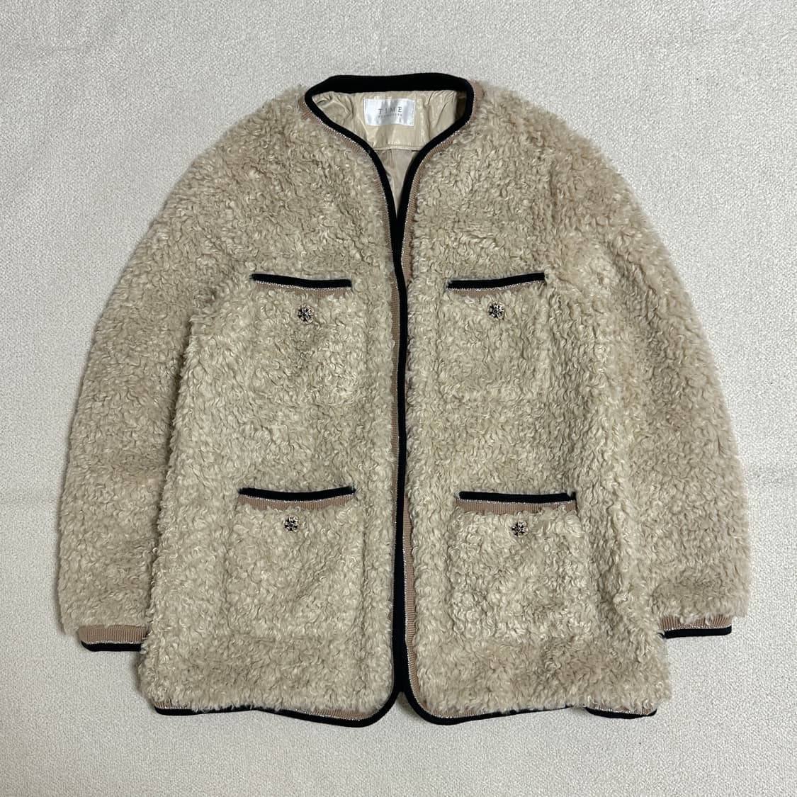 타임 니팅 블록 퍼 자켓 상품이미지2