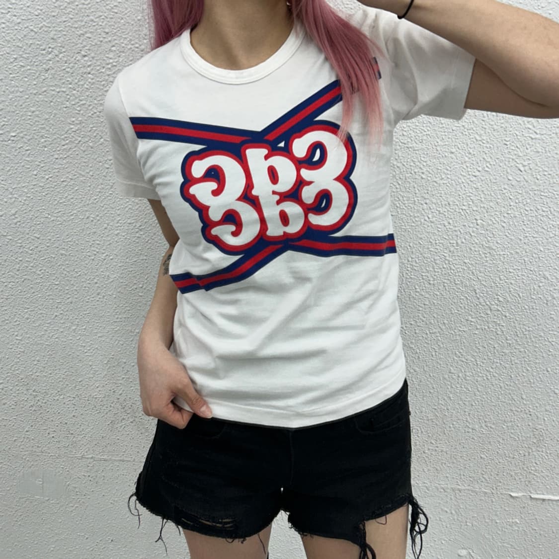 꼼데가르송 CDG 프린팅 화이트 반팔 XS 상품이미지1