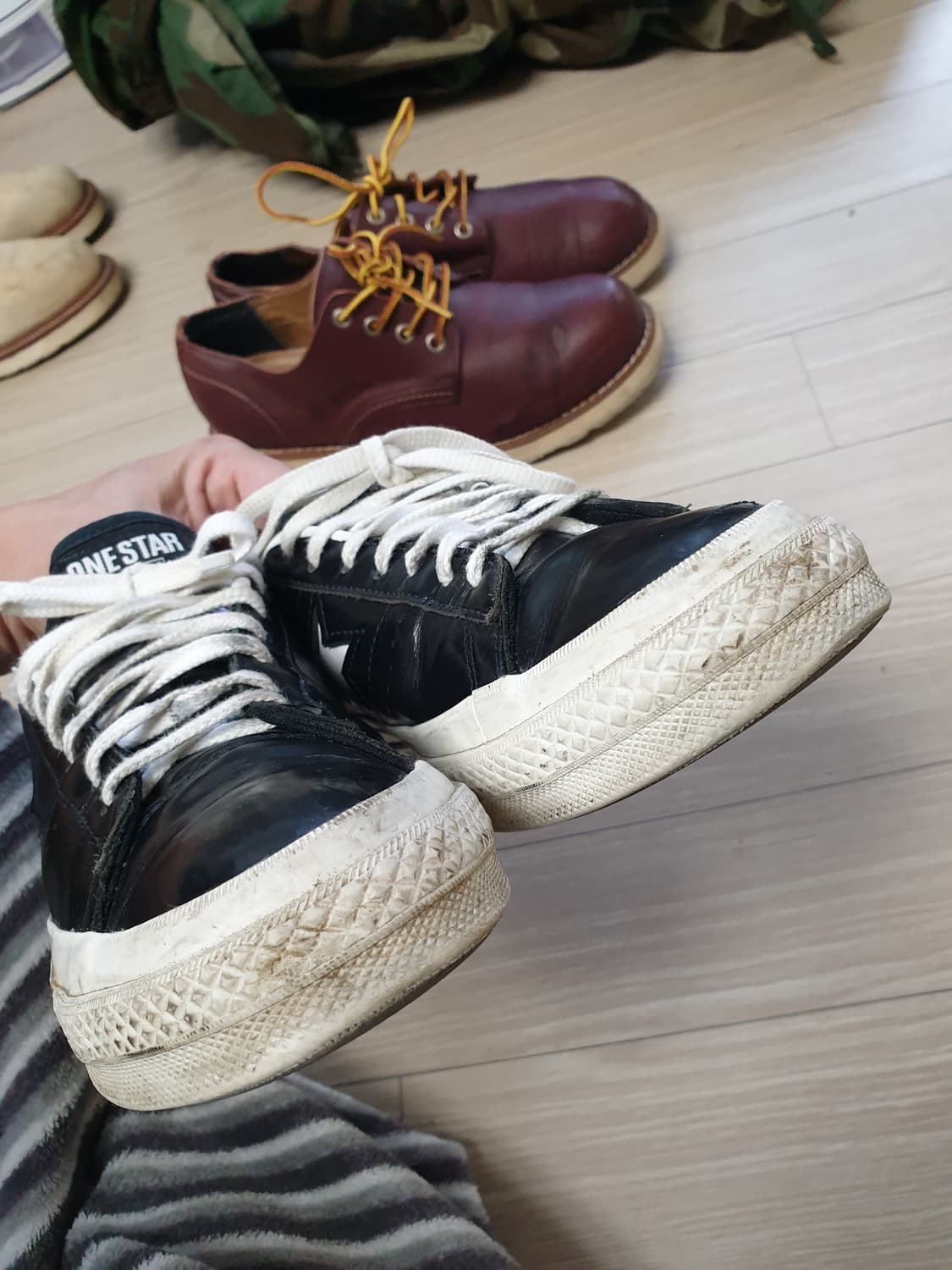 컨버스 원스타 블랙 레더 스니커즈(270-275) 상품이미지2