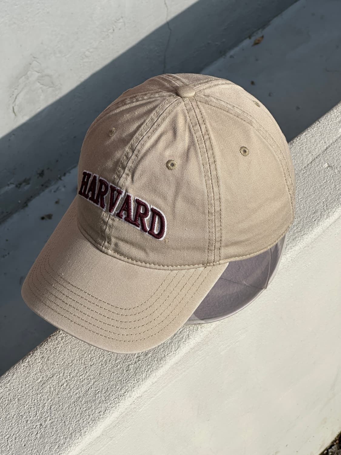 [F] 하버드 로고 베이지 볼캡 모자 상품이미지2