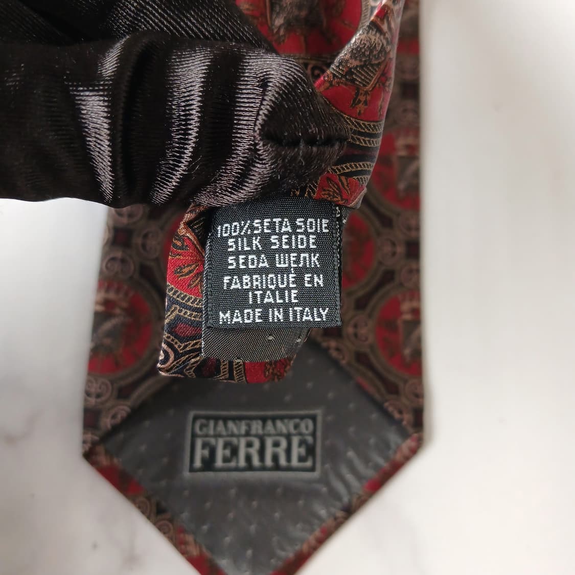 지안프랑코 페레 와인 매 모티브 패턴 넥타이 9cm S~A+등급 E928 상품이미지10
